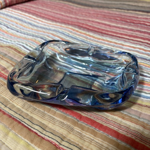 Other - Vtg Light Blue Art Glass Ashtray Art Deco / MCM Atomic Catchall Dish